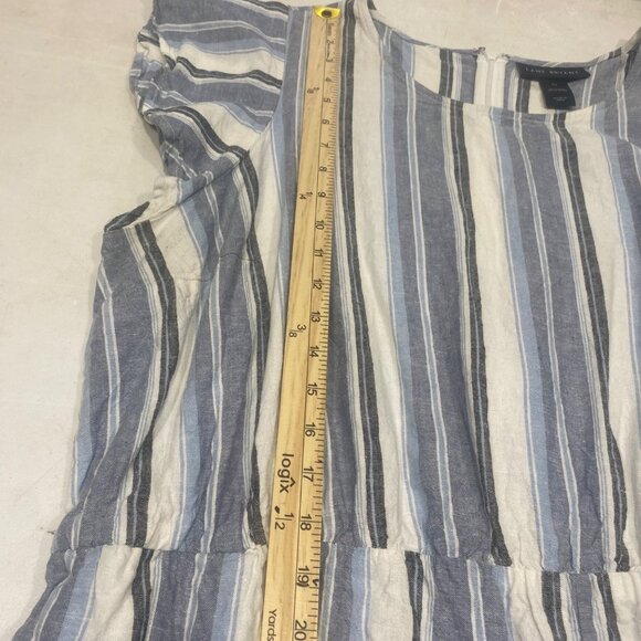 Lane Bryant Linen Blend Crop Jumpsuit Womens Size 22 Blue Striped Pockets wide L - Picture 10 of 15